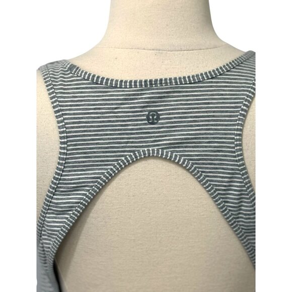 Lululemon Go For It Dress Hyper Stripe Heathered Medium Grey White Soft Size 10 - Picture 5 of 9